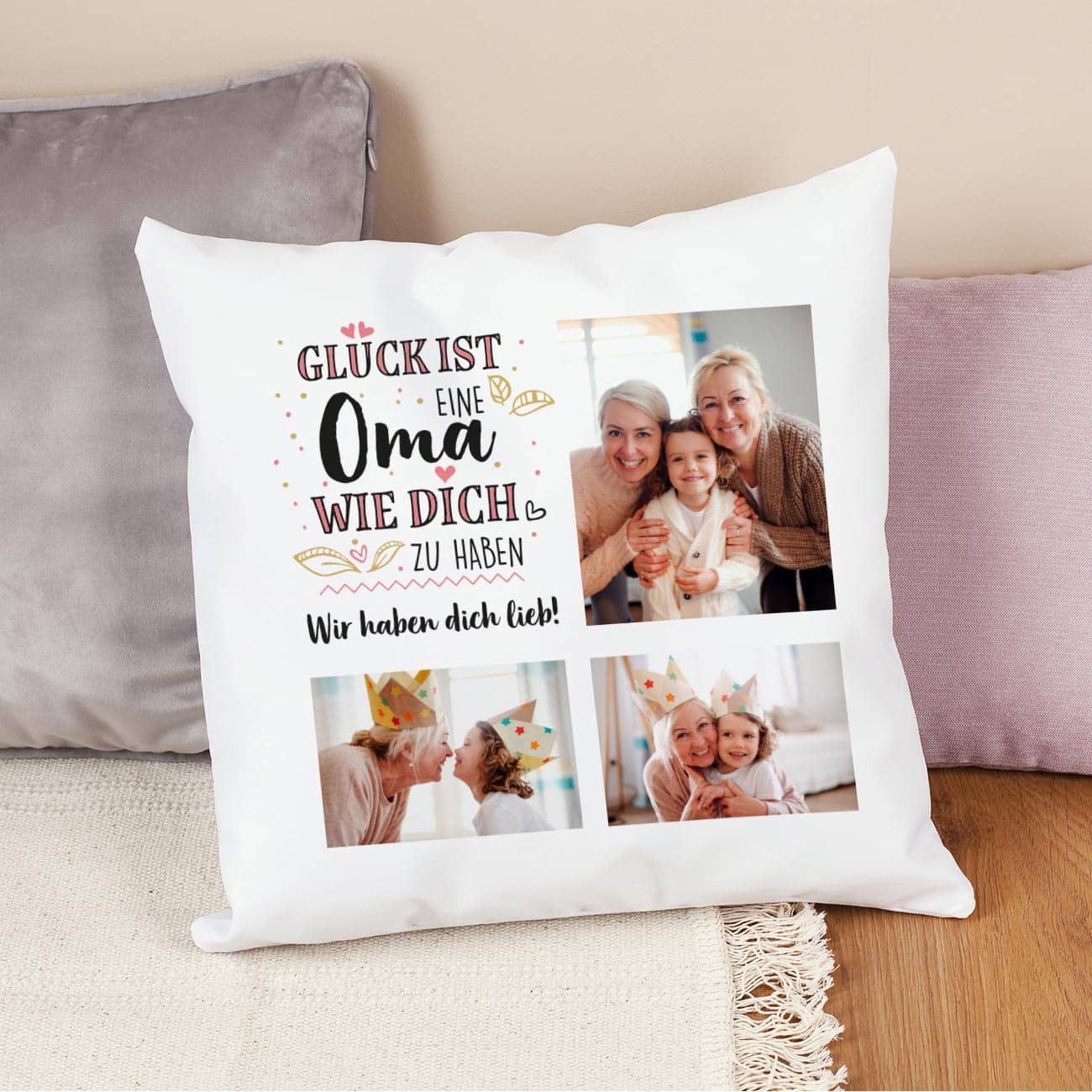 Kissen mit drei Fotos für Omas
