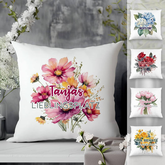 Blumenkissen mit Ihrem Text - verschiedene Motiv auswählbar