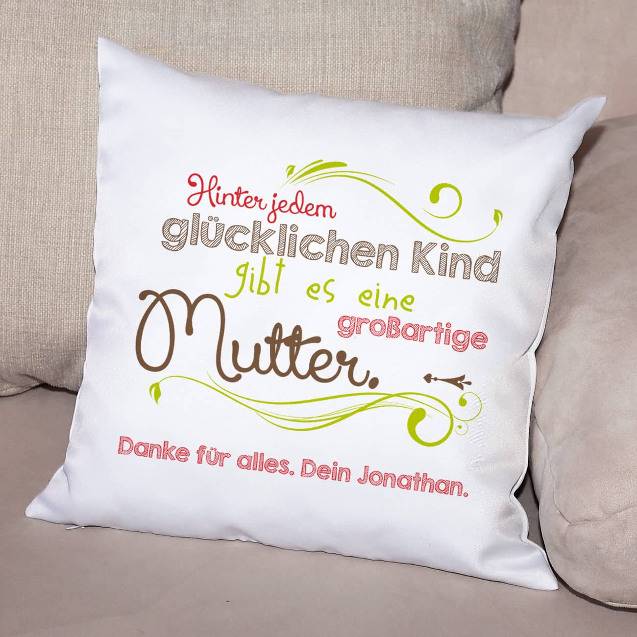Kissen zum Muttertag mit persönlichem Gruß