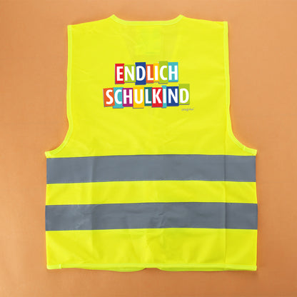 Warnweste „Endlich Schulkind“ in leuchtendem Gelb