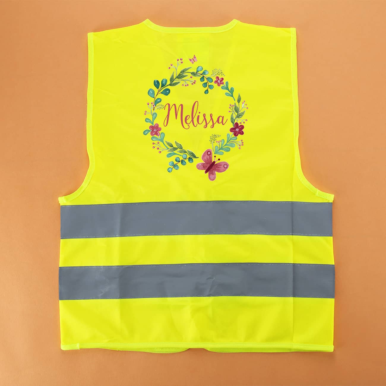 Warnweste für Mädchen mit Blumenmotiv