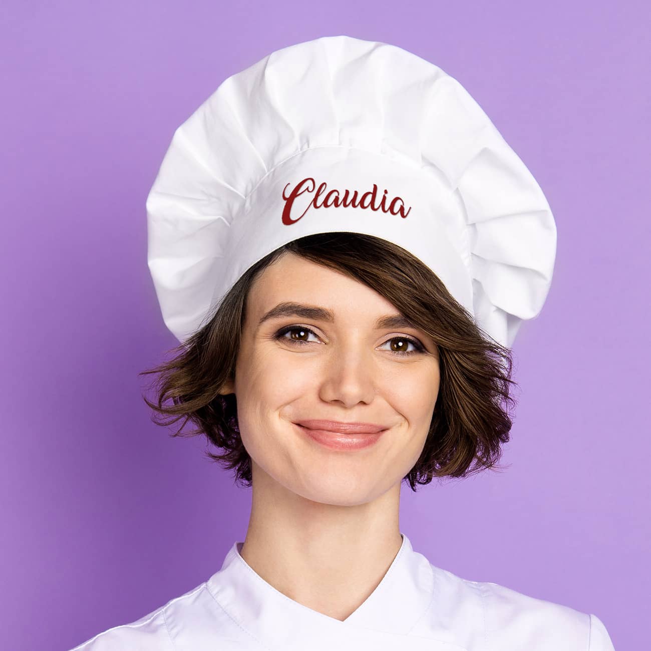 Ideales Präsent für Köchinnen - beruflich oder privat - Kochmütze mit Ihrem Wunschnamen bestickt