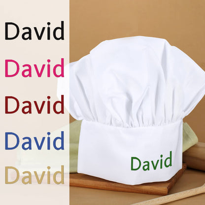 Kochmütze mit Ihrem Wunschnamen in verschiedenen Farben bestickt
