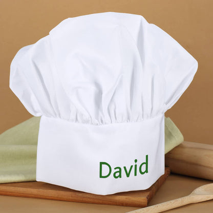Kochmütze mit einem Namen Ihrer Wahl mit einer schlichten Schrift bestickt