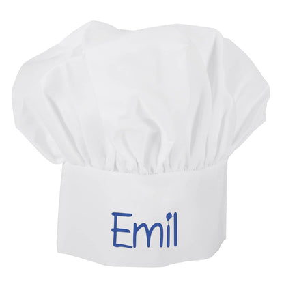 Weiße bestickte Kochmütze mit einem Namen Ihrer Wahl gestaltet
