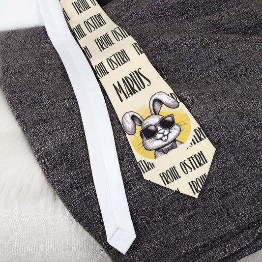 Oster-Krawatte mit Wunschname, Spruch & coolem Osterhasen