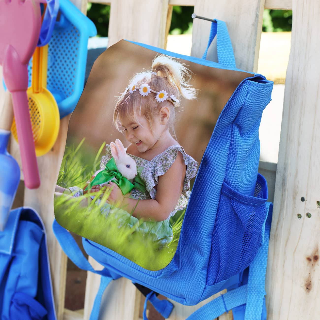 blauer Foto-Rucksack für Kinder