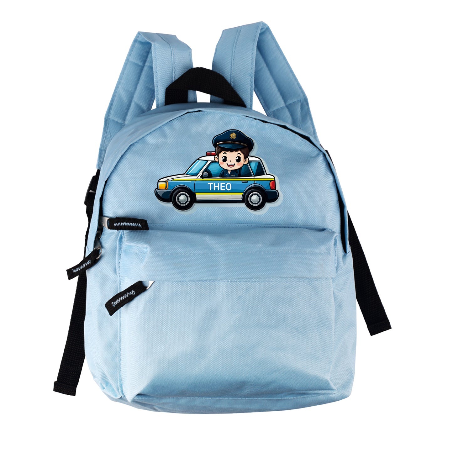 Kinderrucksack mit Polizeiauto-Motiv und Namen personalisierbar für Jungen