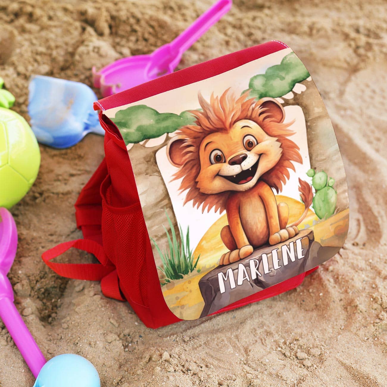 Kinderrucksack mit Löwe und Name