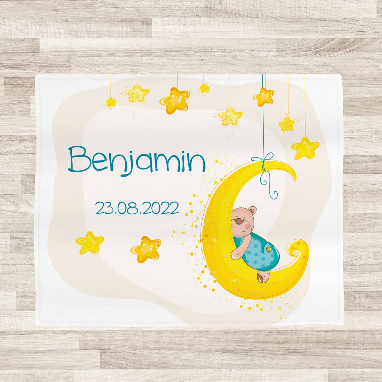 Personalisierte Baby Kuscheldecke mit Sternenhimmel Motiv