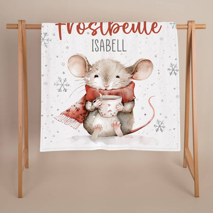 Frostbeule - kleine Kuscheldecke mit Ihrem Wunschnamen und niedlichem Mausmotiv