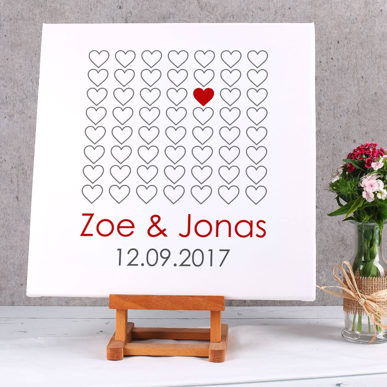 Leinwand zur Hochzeit - mit Namen und Hochzeitsdatum