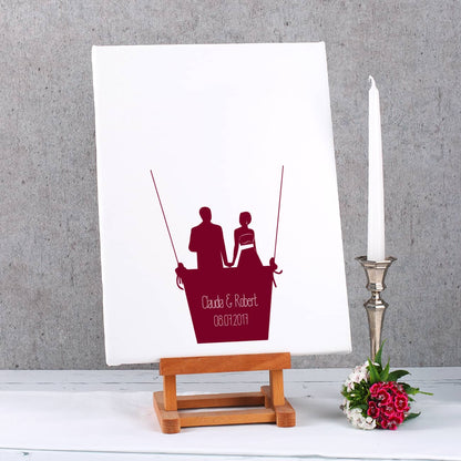 weiße Leinwand mit Heißluftballon-Motiv