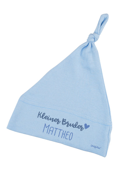 Hellblaue Babymütze - Kleiner Bruder | Personalisiertes Geschenk für Babys zur Geburt