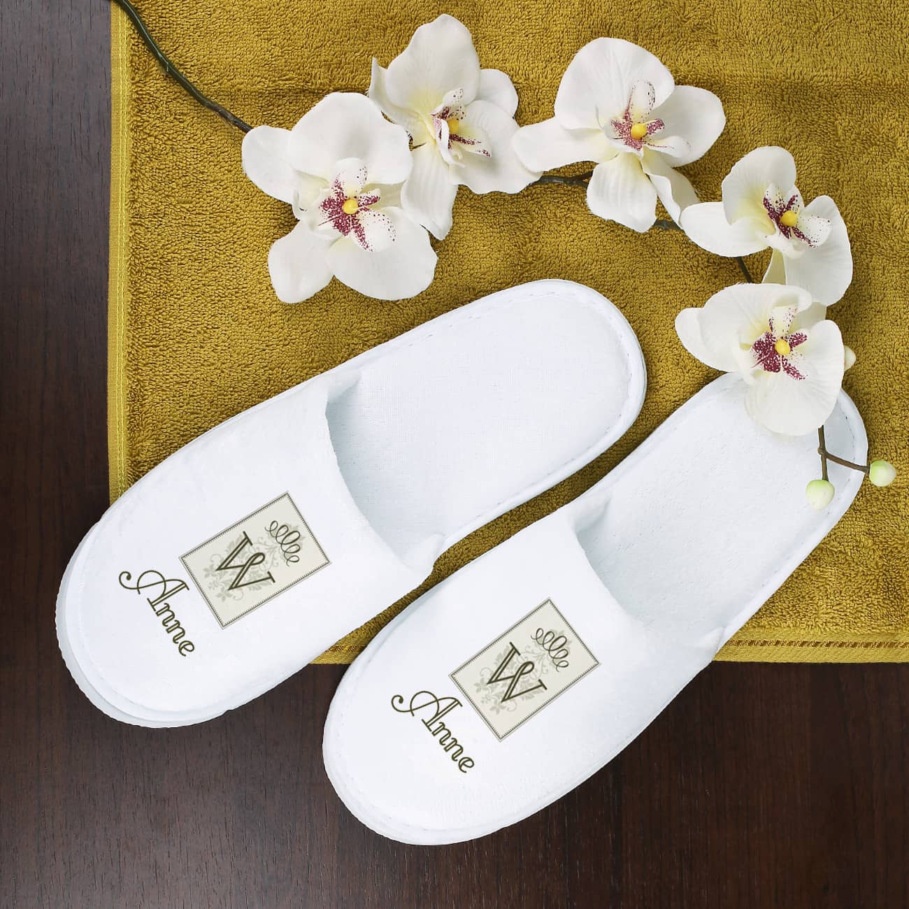 Frottee Pantoffeln Hausschuhe mit Name und Initiale