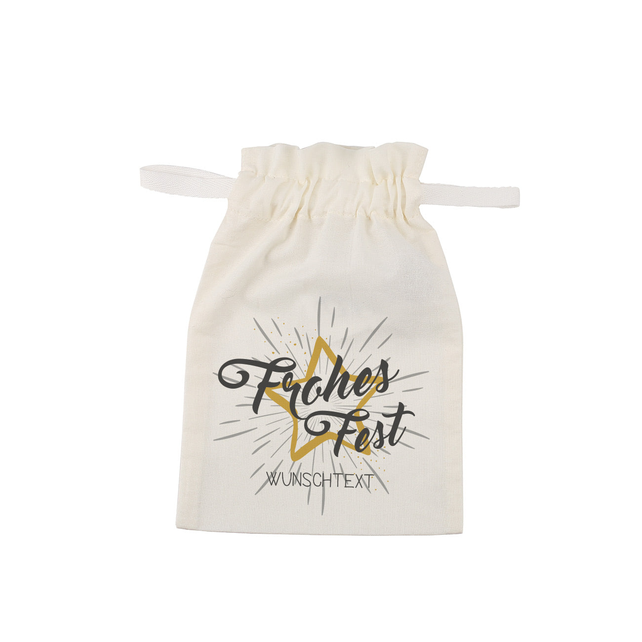 Kleines Geschenksäckchen "Frohes Fest" mit Ihrem Wunschtext