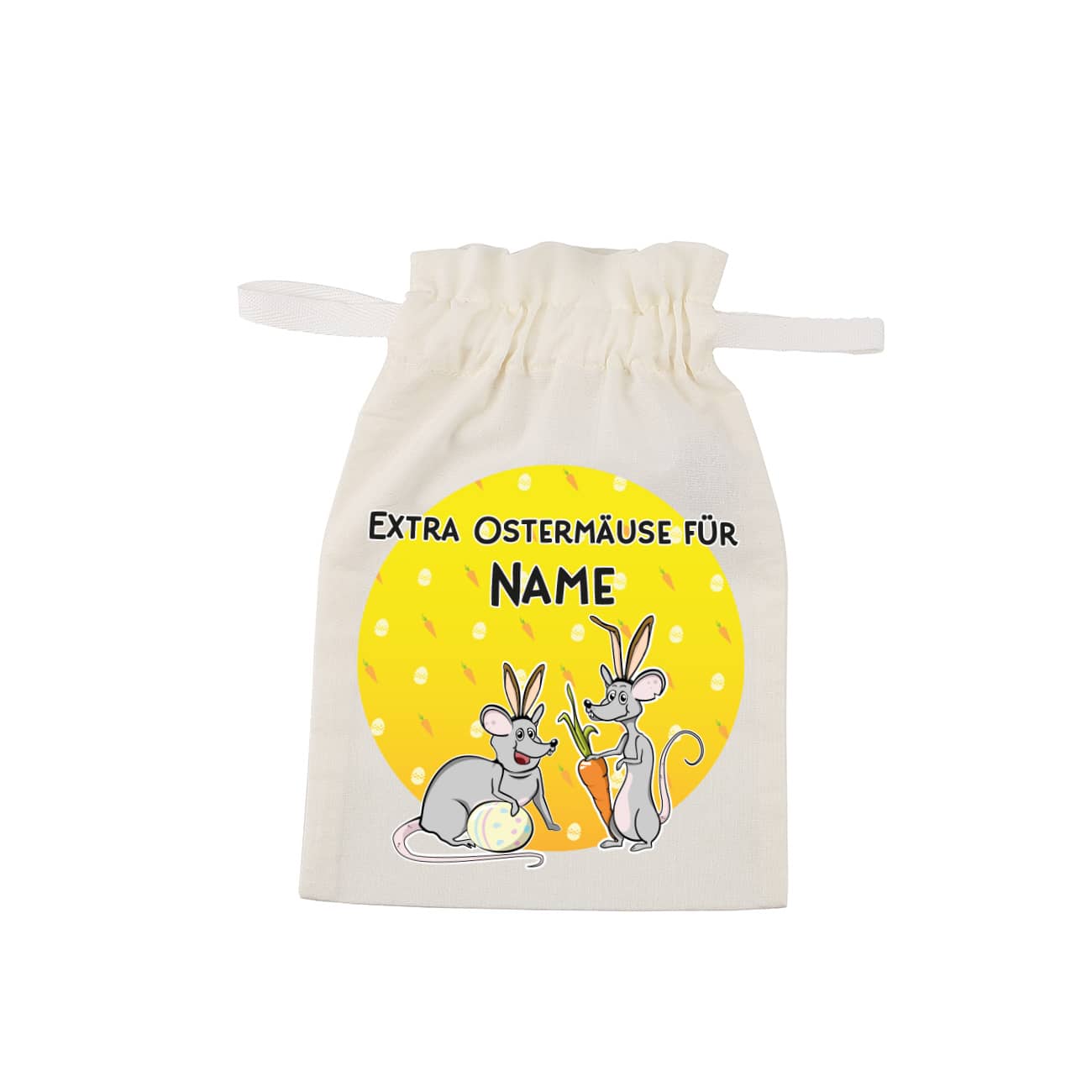 Geschenksack mit Ostermäusen und einem Namen Ihrer Wahl bedruckt
