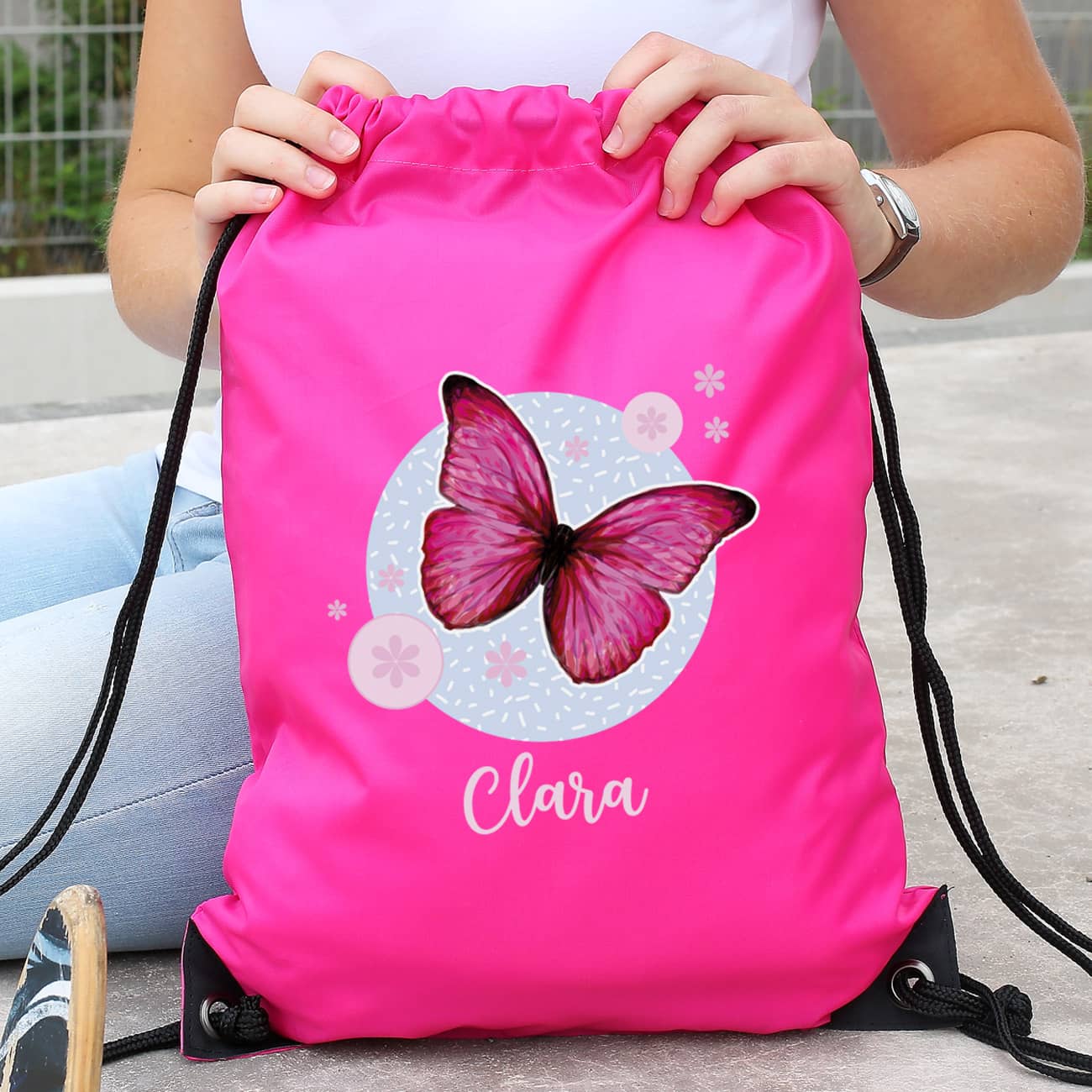 Sportbeutel mit Schmetterling und Name