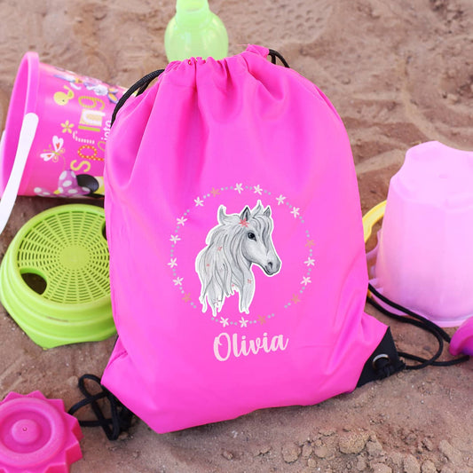 Sportbeutel mit Schimmel, Blüten und Name