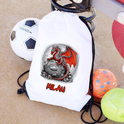Sportbeutel mit rotem Drache und Name