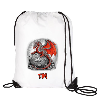Sportbeutel mit rotem Drache und Name