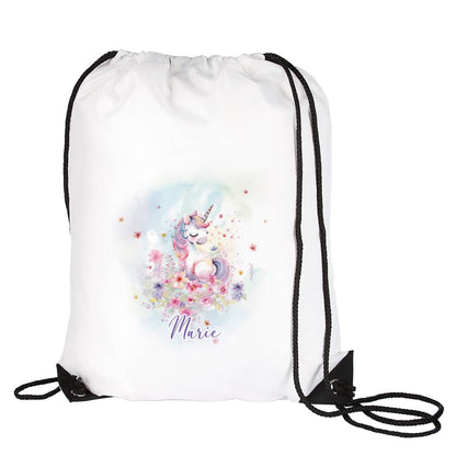 Sportbeutel mit Einhorn-Motiv und Name