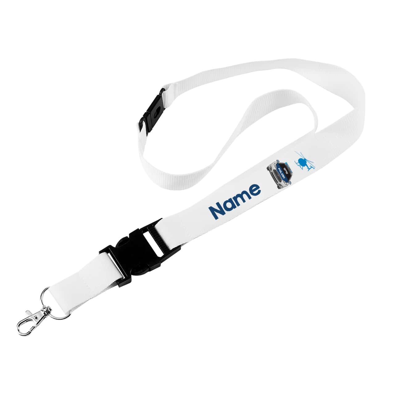 Kinder Schlüsselband mit Name und Streifenwagen