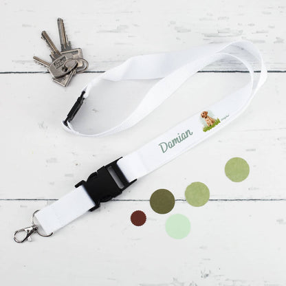 Schlüsselband mit Hundemotiv und Name bedruckt