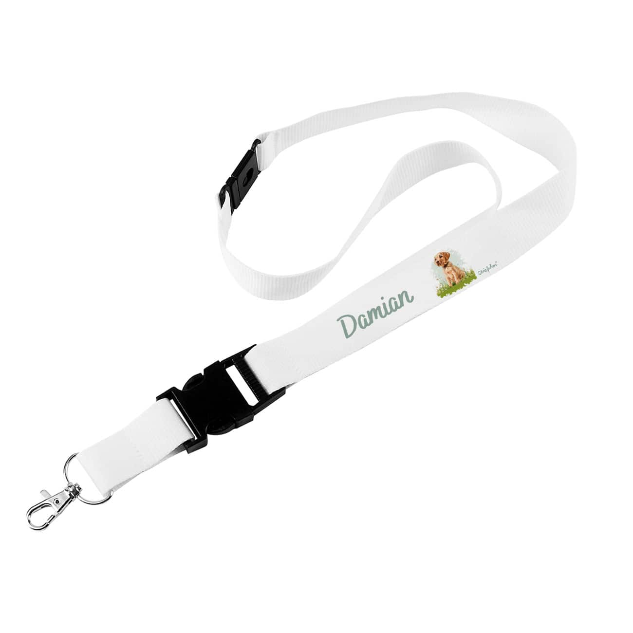 Schlüsselband mit Hundemotiv und Name bedruckt