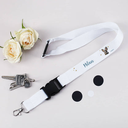 Schlüsselband mit Häschen und Name bedruckt