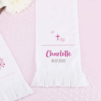 Taufschal mit Lebensbaum, Name und Datum bedruckt