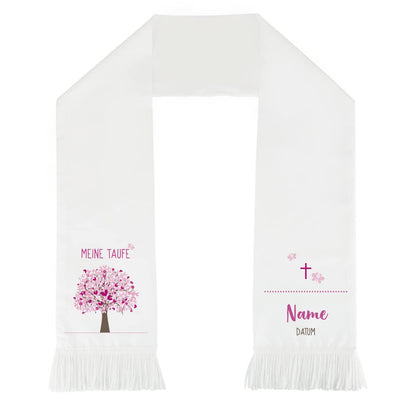 Taufschal mit Lebensbaum, Name und Datum bedruckt