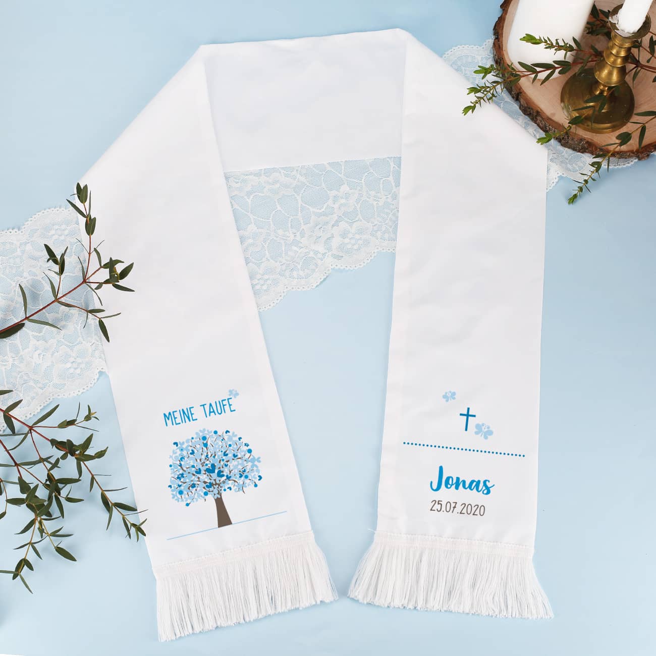 Persönlicher Taufschal mit Lebensbaum