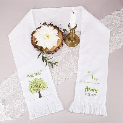 Taufschal mit grünem Lebensbaum