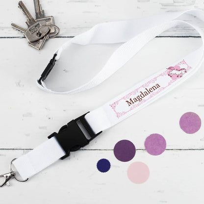 Schlüsselband mit Name und Pink Pony - Detail