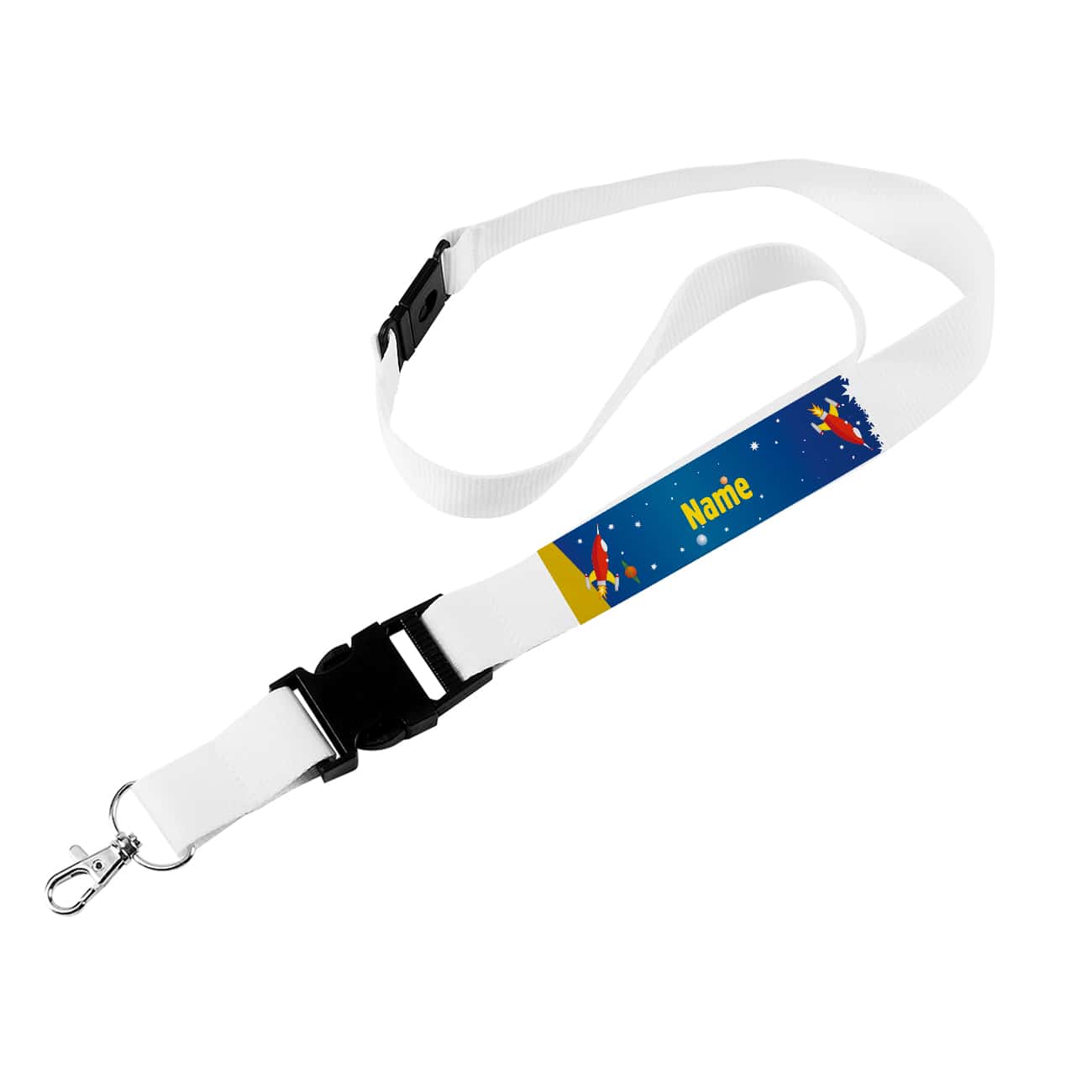 Lanyard für Jungen mit Rakete und Ihrem Wunschnamen