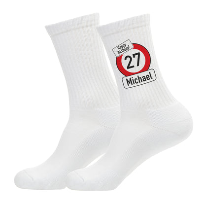Personalisierte Socken mit Name und Alter
