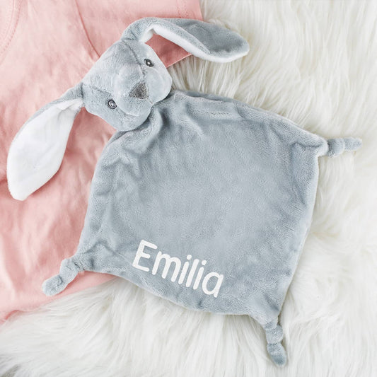 Schnuffeltuch als Häschen mit Name als Stick