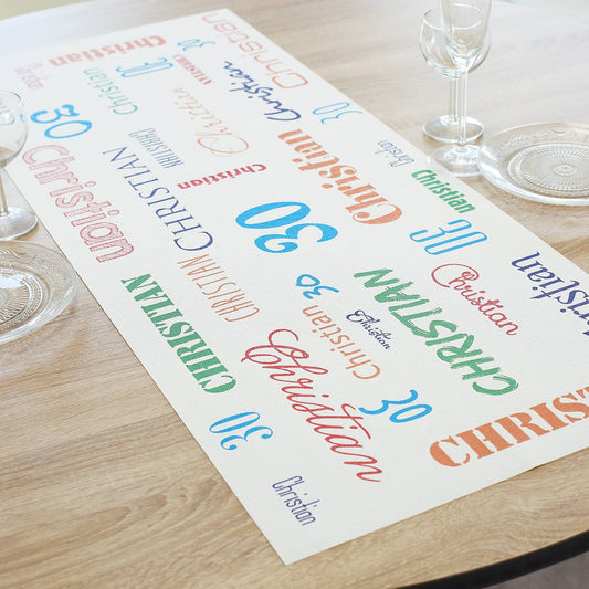 Tischläufer zum Geburtstag als Dekoration mit Name und Alter