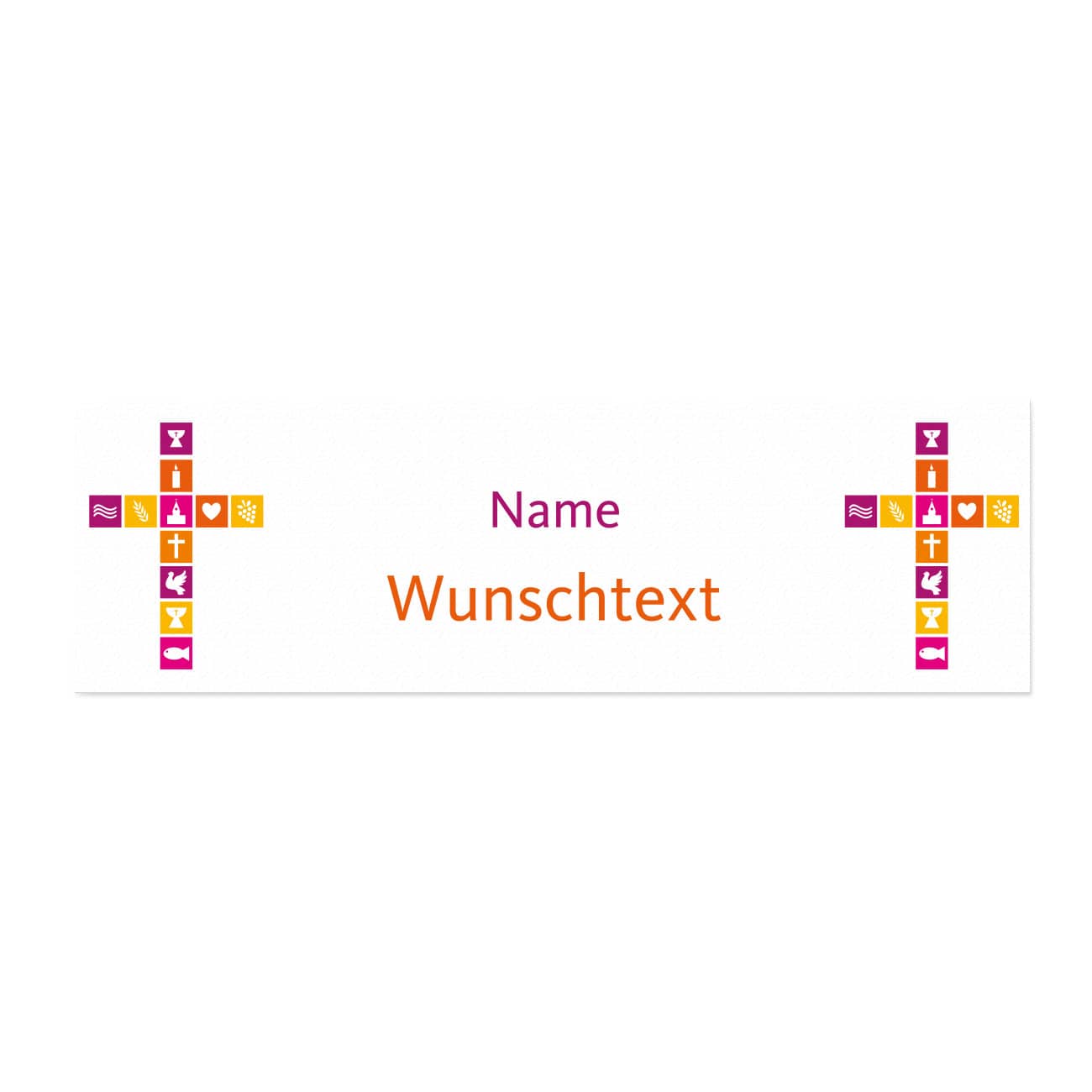 Tischläufer mit 2 Kreuzen aus christlichen Symbolen - 40 cm x 150 cm