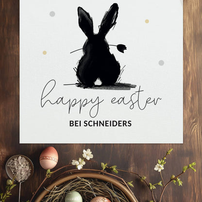 Happy Easter - Tischläufer mit Hase und Wunschtext in 2 Größen verfügbar