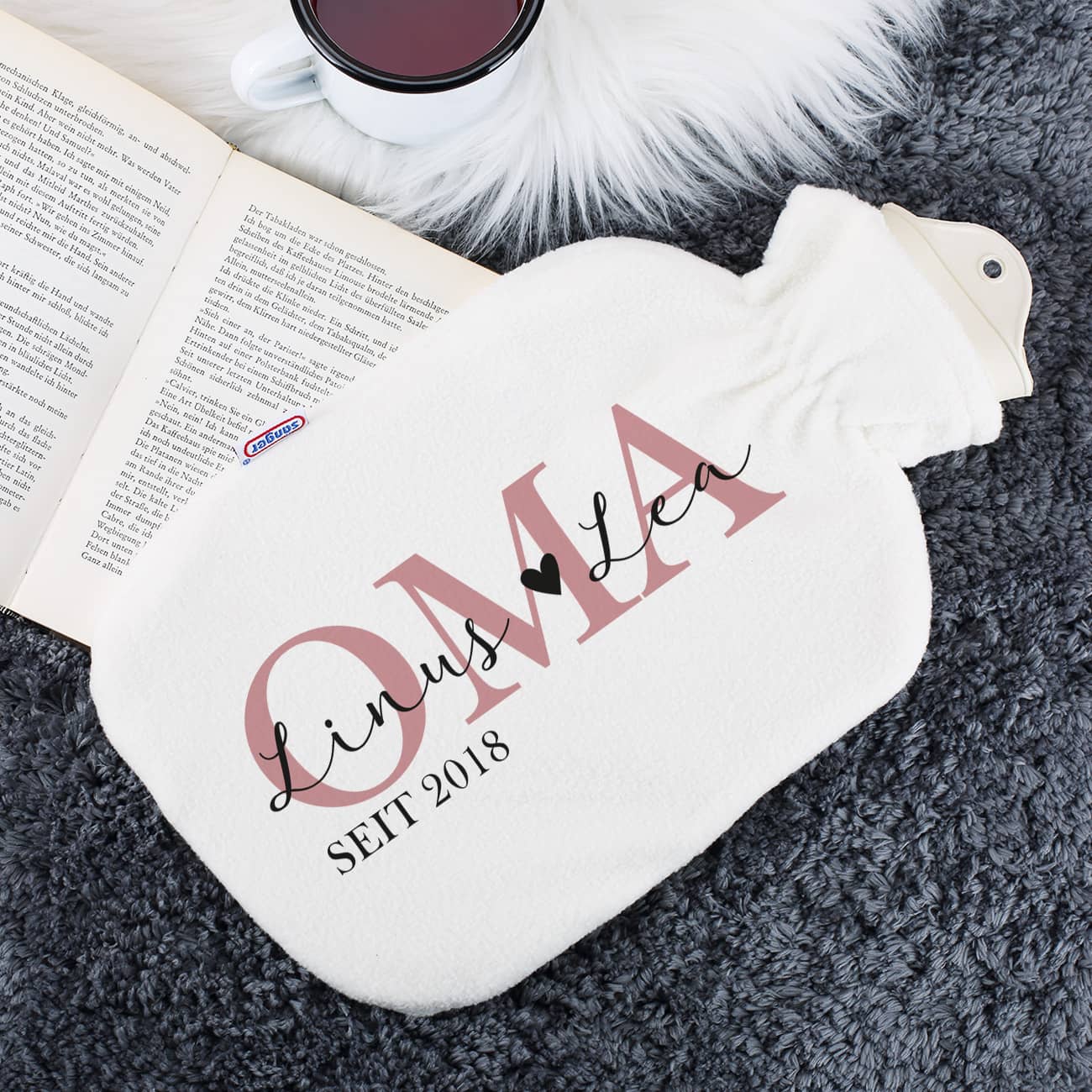 Wärmflasche für die Oma mit persönlichem Aufdruck