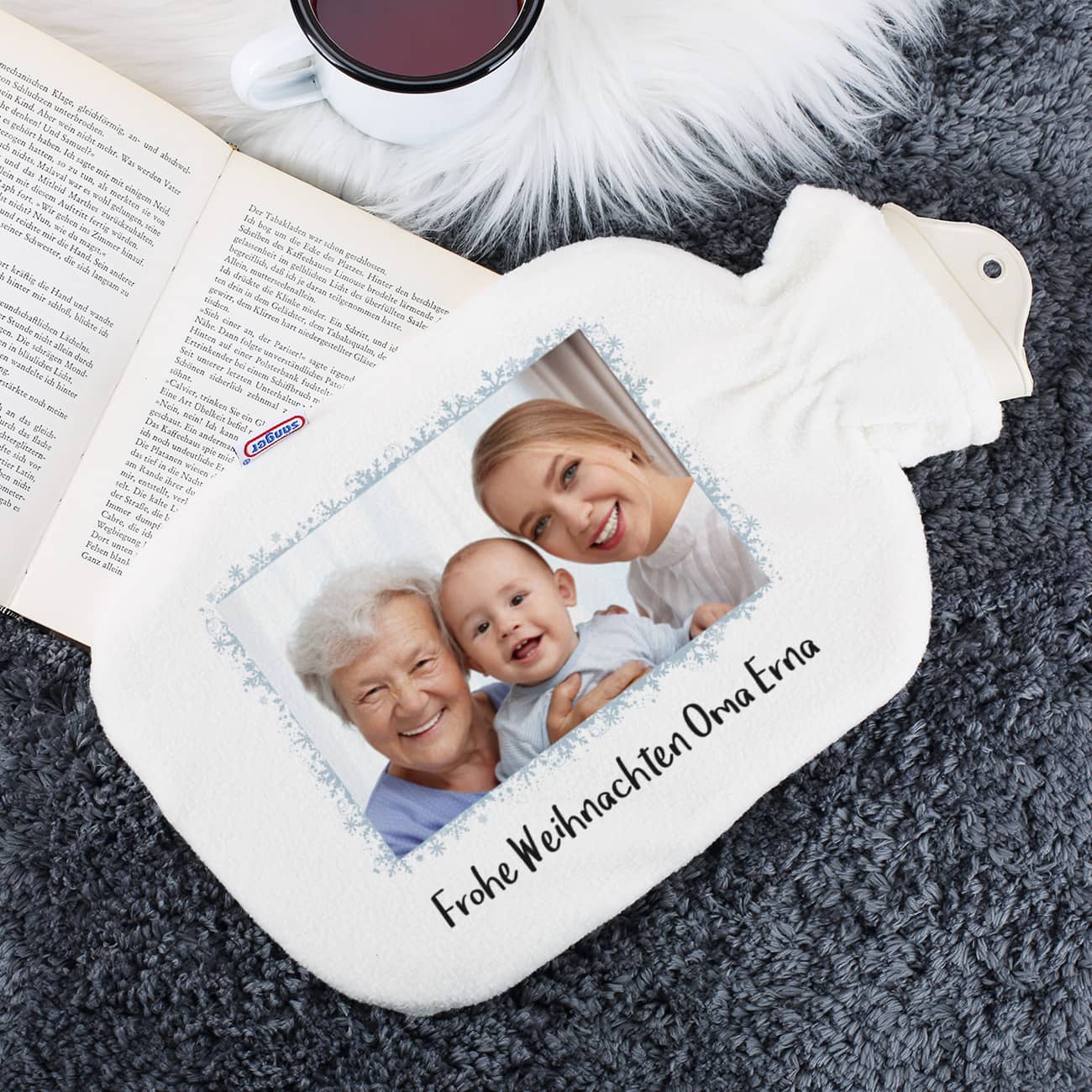 Persönliche Wärmflasche mit Fotoaufdruck