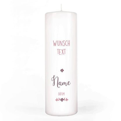 Kerze zur Konfirmation mit Foto, Name, Datum, Wunschtext für Mädchen