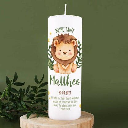Personalisierte Taufkerze mit niedlichem Motiv