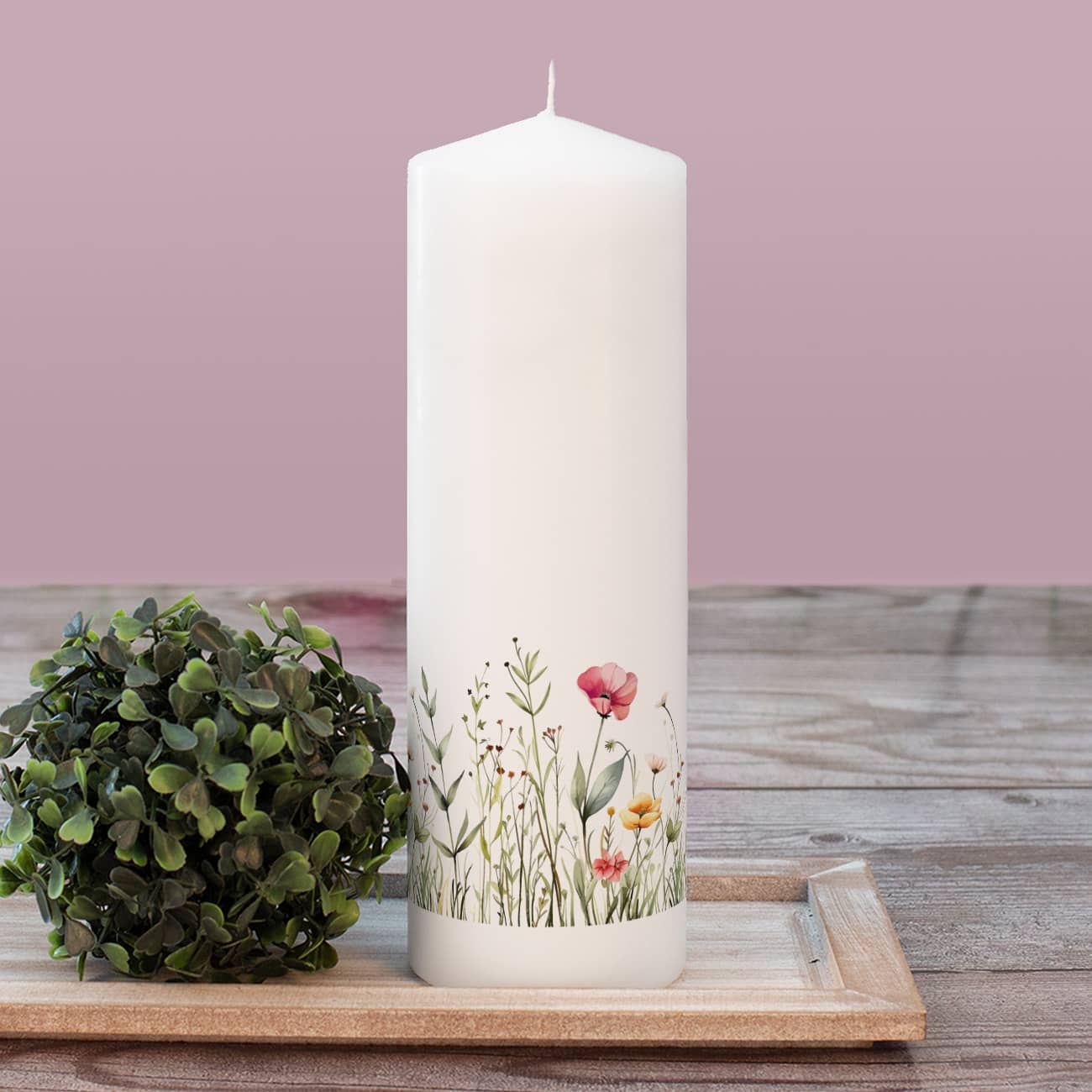 Kommunionkerze mit Wildblumen