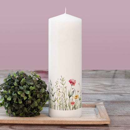 Kommunionkerze mit Wildblumen