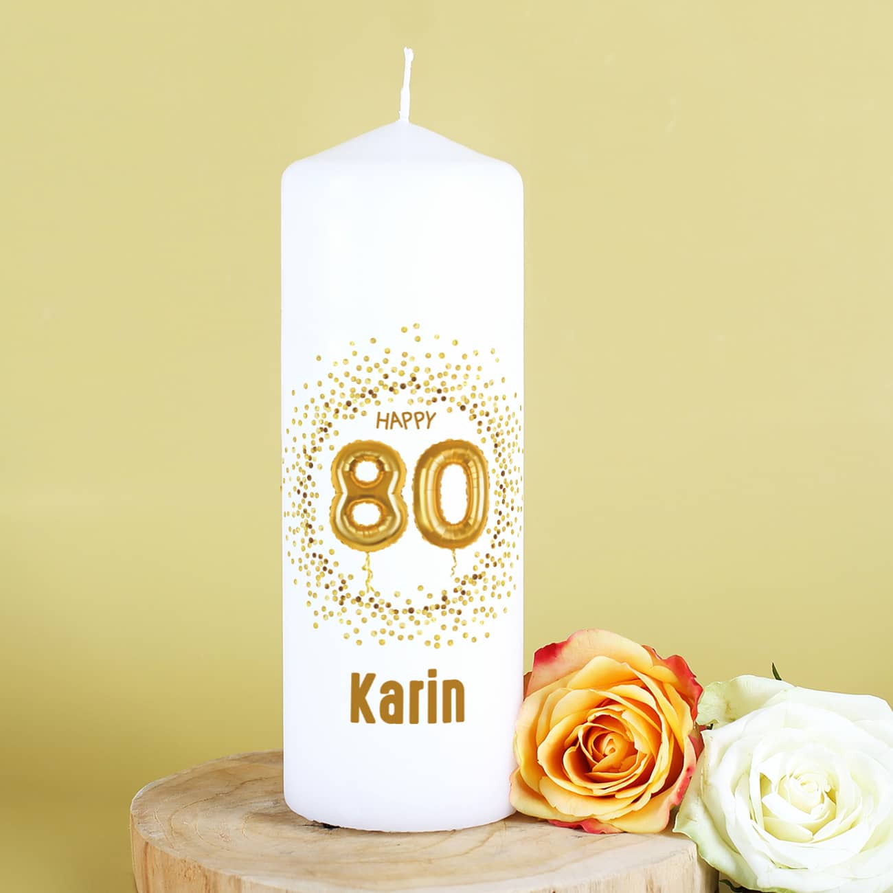 Happy 80 - Kerze mit Name zum 80. Geburtstag