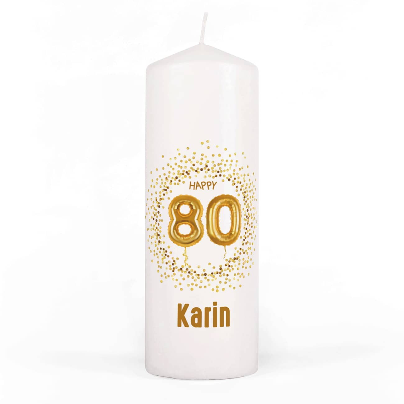 Geburtstagskerze zum 80. Geburtstag mit Name bedruckt