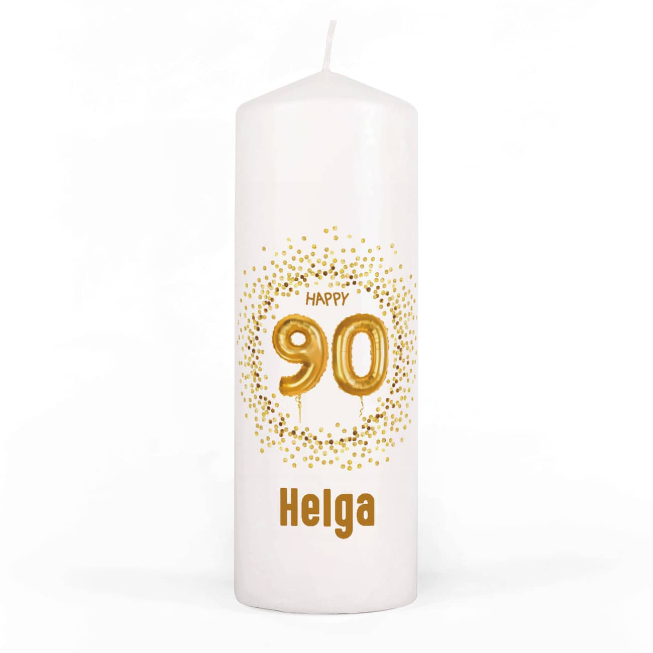 Geburtstagskerze mit Name und Zahl zum 90. Geburtstag